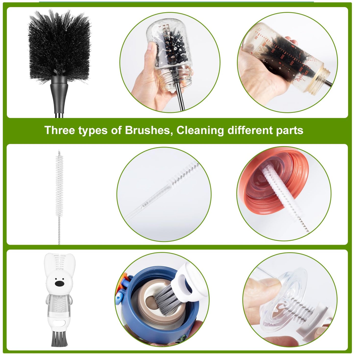 FunCee straw cleaning brush demonstrating narrow opening reach