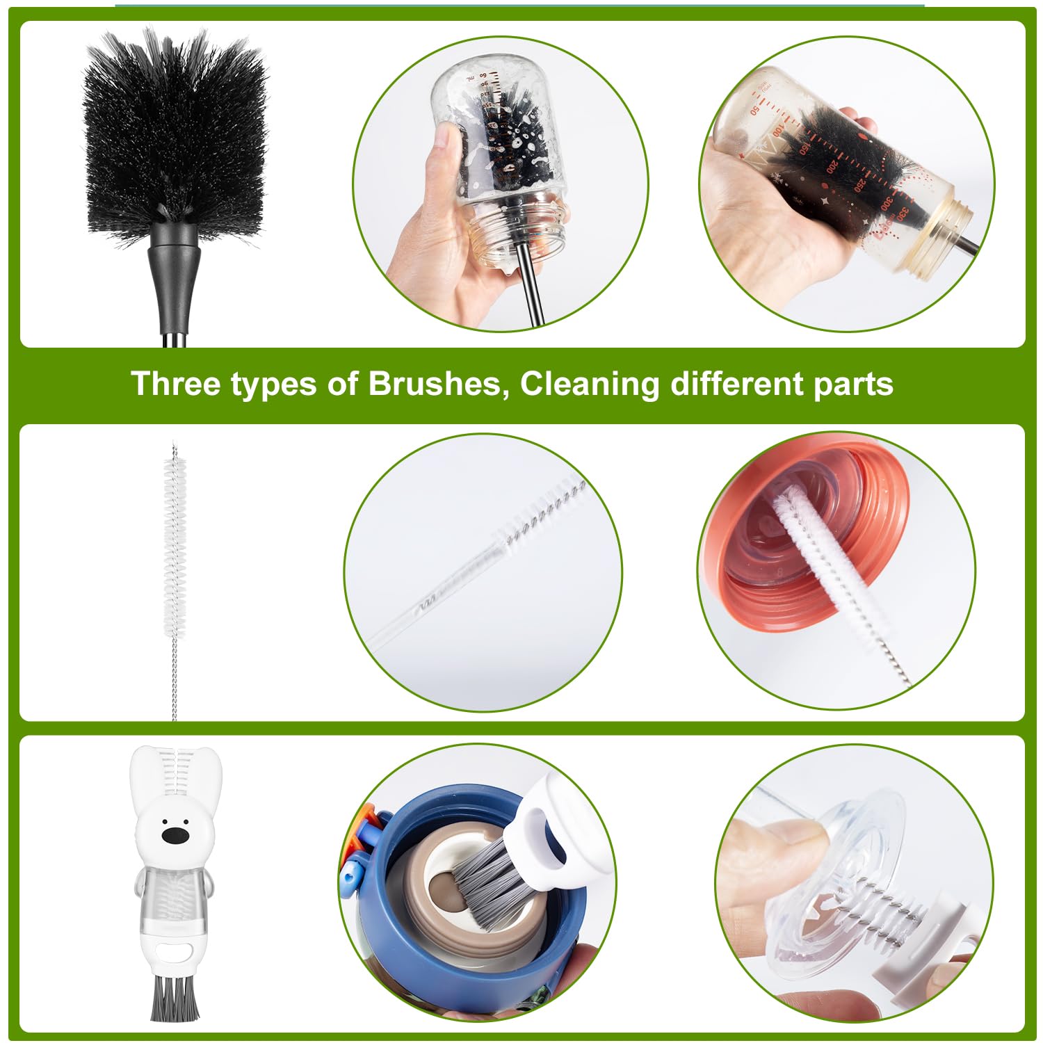 FunCee straw cleaning brush demonstrating narrow opening reach