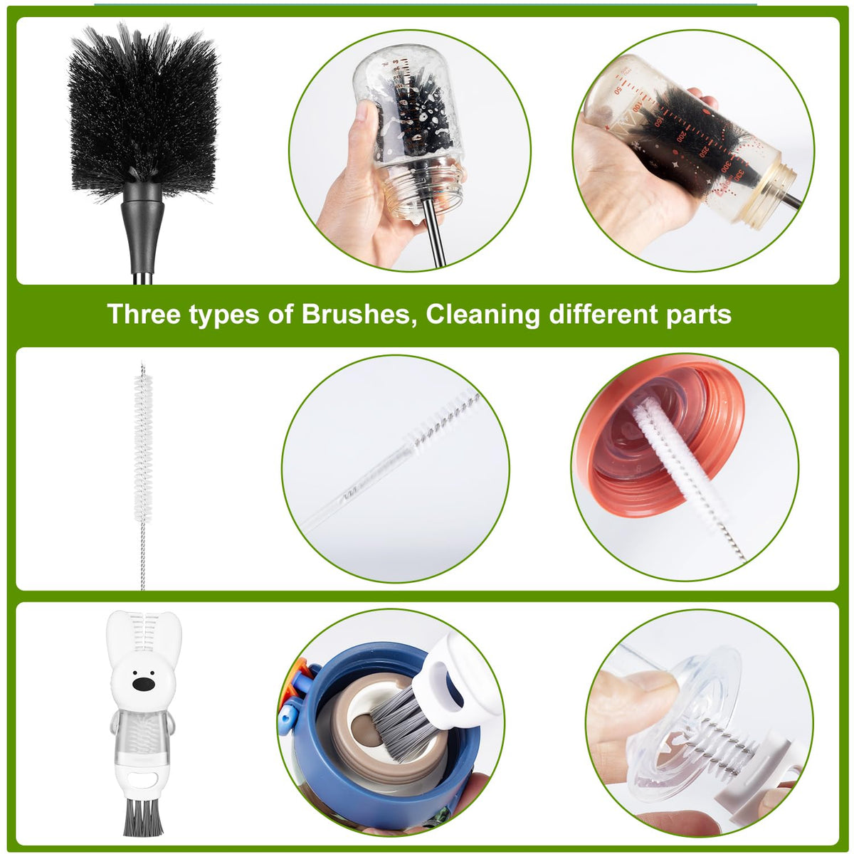 FunCee straw cleaning brush demonstrating narrow opening reach
