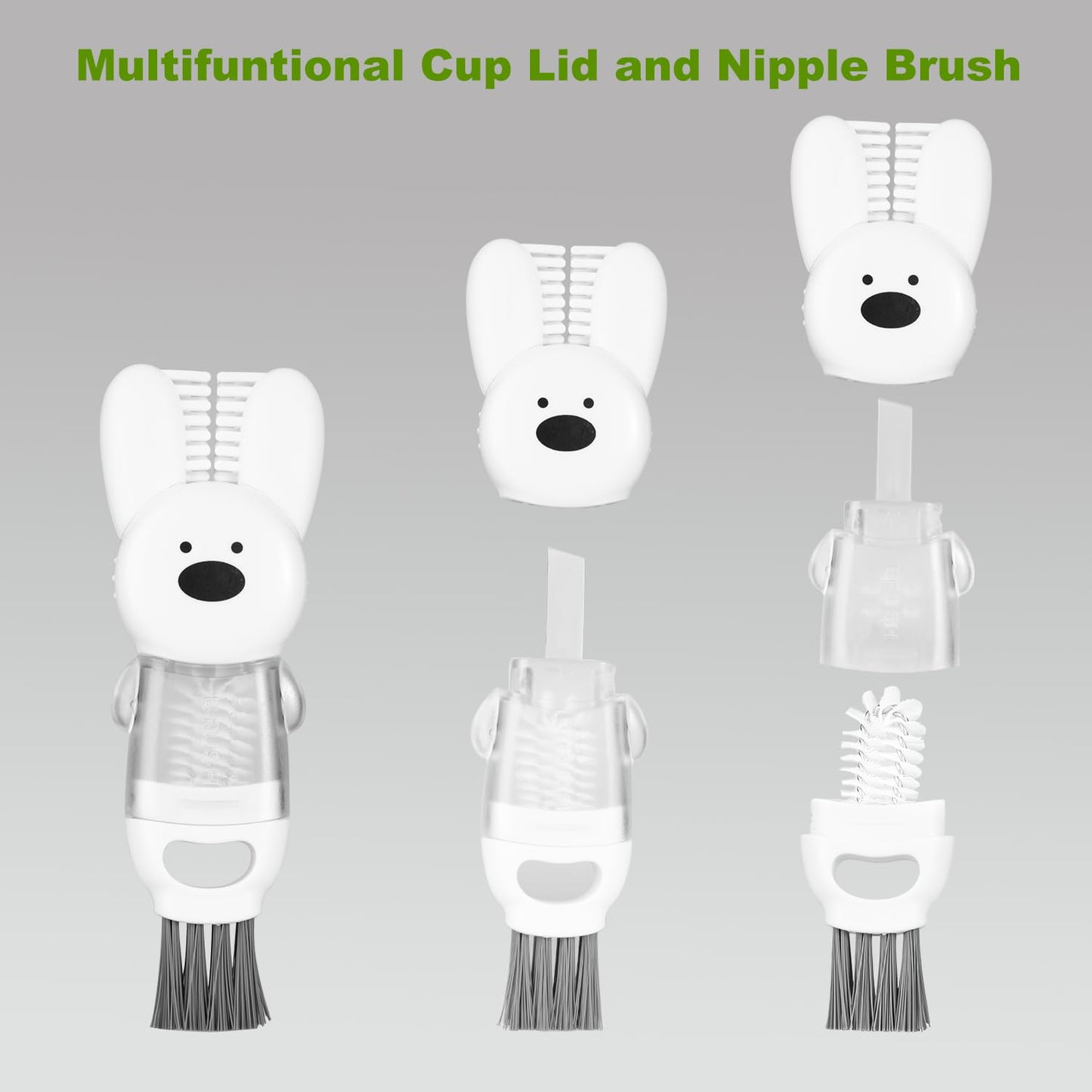 Set of three FunCee cleaning brushes with stainless steel handles