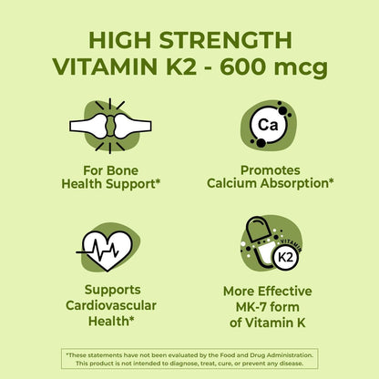 NutriZing fermented natto based vitamin k2 capsules 90 count supplement facts panel
