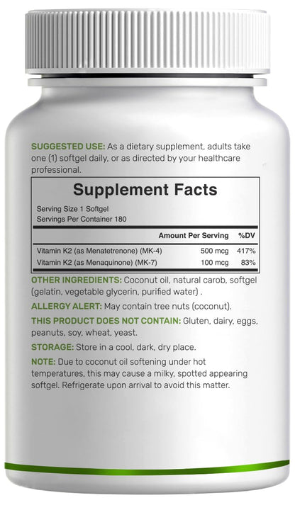 Deal Supplement Vitamin K2 non GMO third party tested certification logo