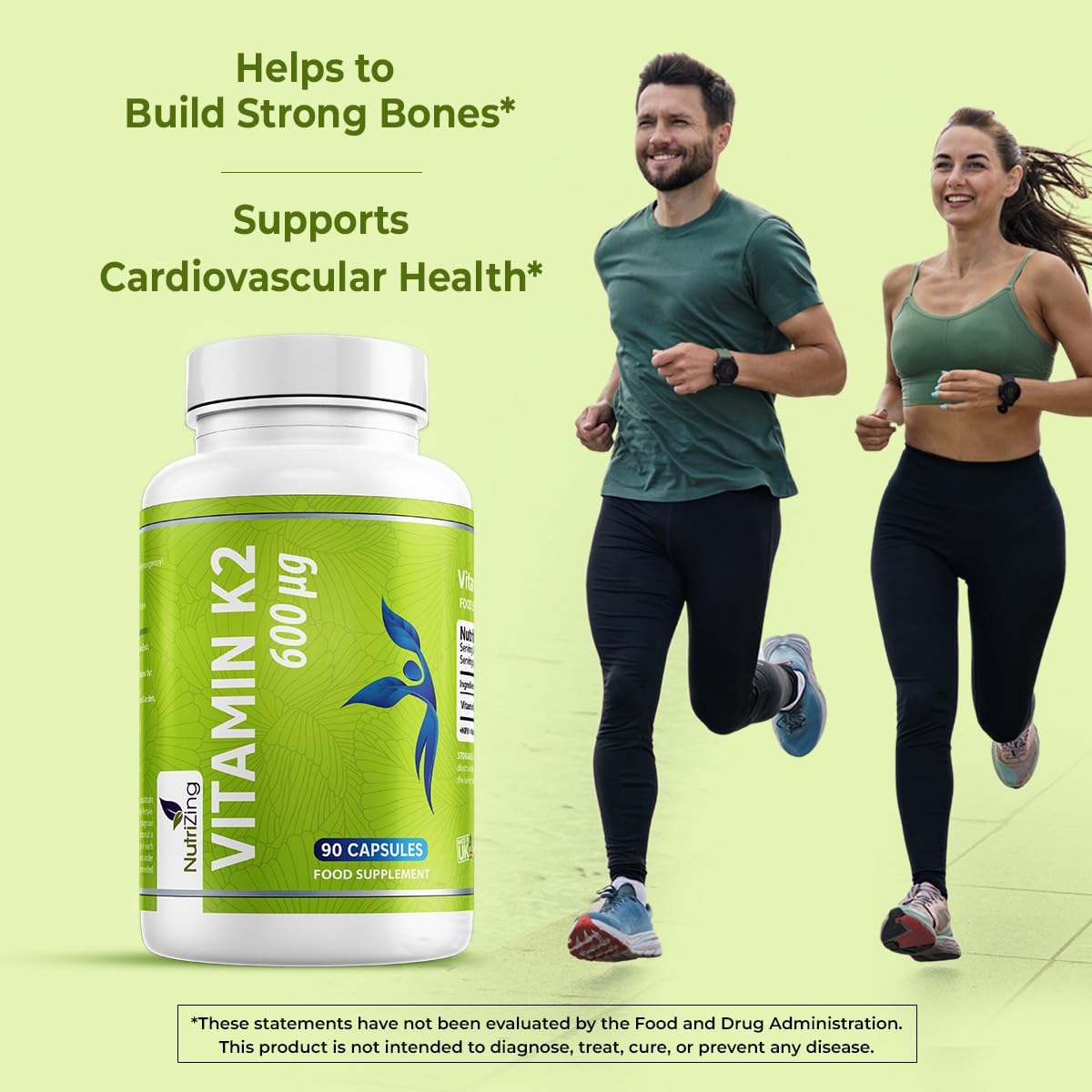 NutriZing vitamin k2 600 micrograms non gmo vegan capsules dietary supplement