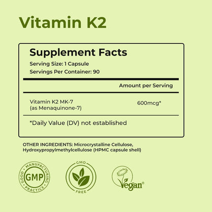 NutriZing premium menaquinone 7 vegetarian capsules 3 month supply layout view
