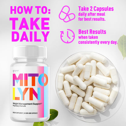 Mitolyn advanced formula dietary supplement three pack clean retail presentation for wellness enthusiasts.