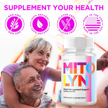 Boyd Labs Syvor Mitolyn vitamin capsules side angle view illustrating clear capsule count and serving size text.