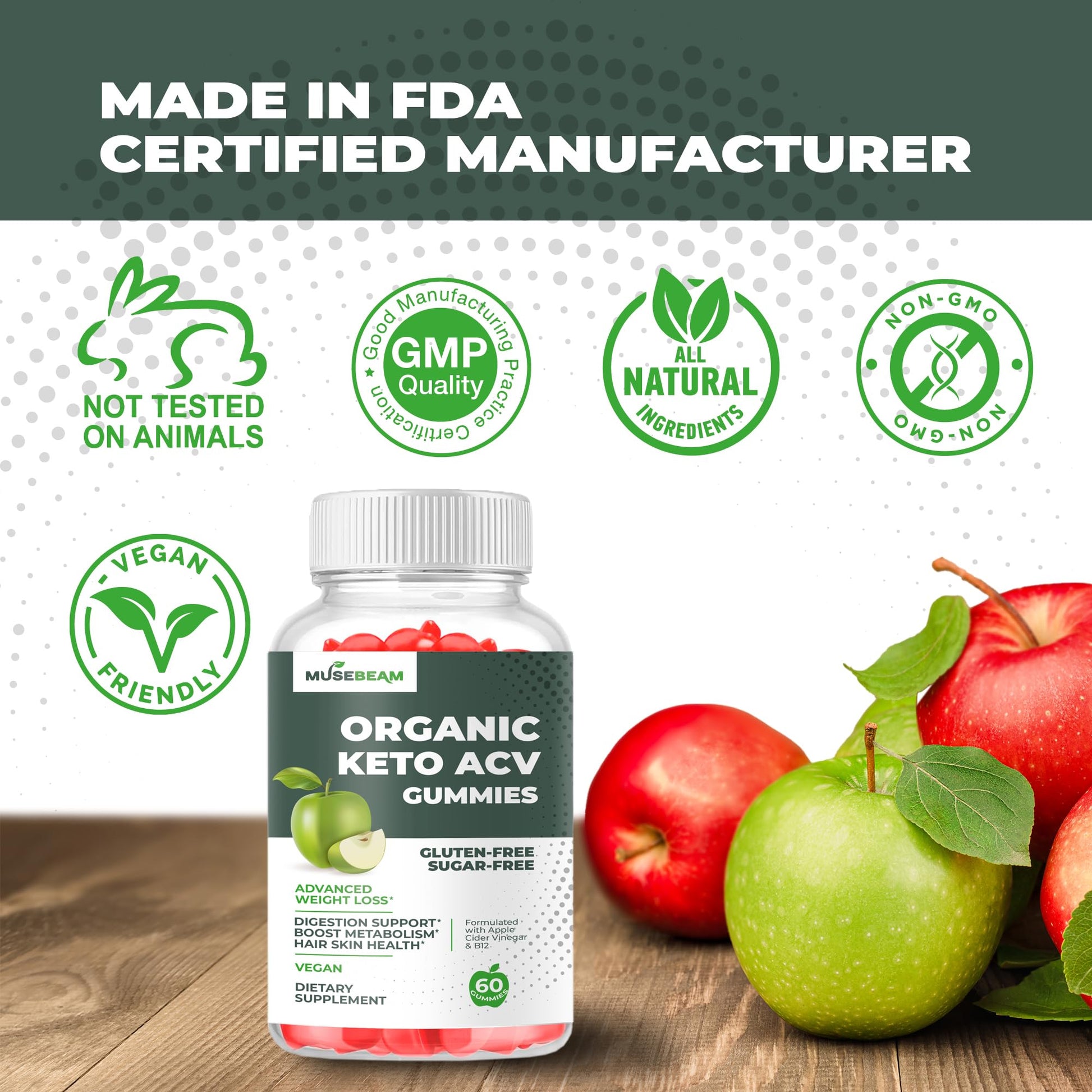 Authentic USA imported MuseBeam keto dietary supplement showing premium manufacturing seals