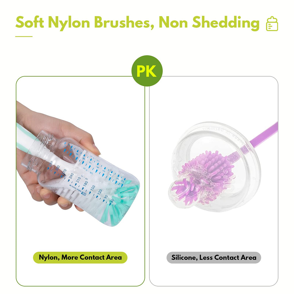 Close up of Carebabymore nylon bottle brush bristles