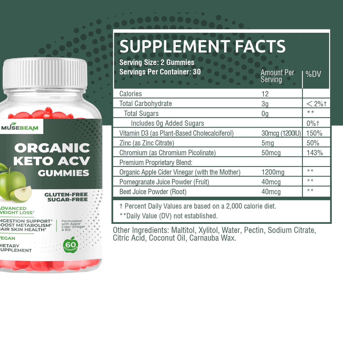 MuseBeam weight management health supplement bottle displayed on a clean background