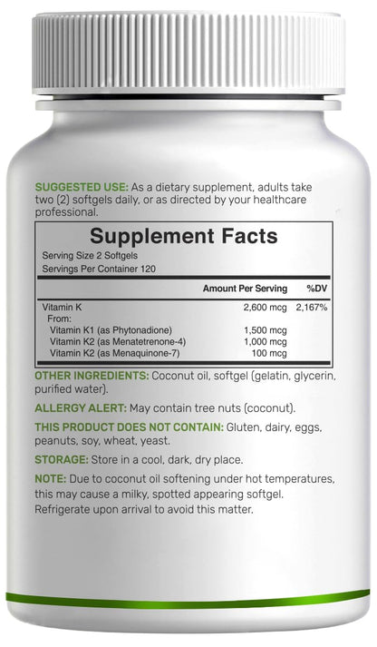 Deal Supplement high potency Vitamin K1 and K2 complex bottle showing quality assurance details