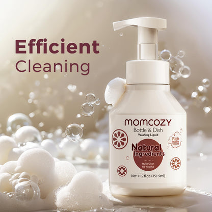 Momcozy bottle cleaner next to foaming brush set