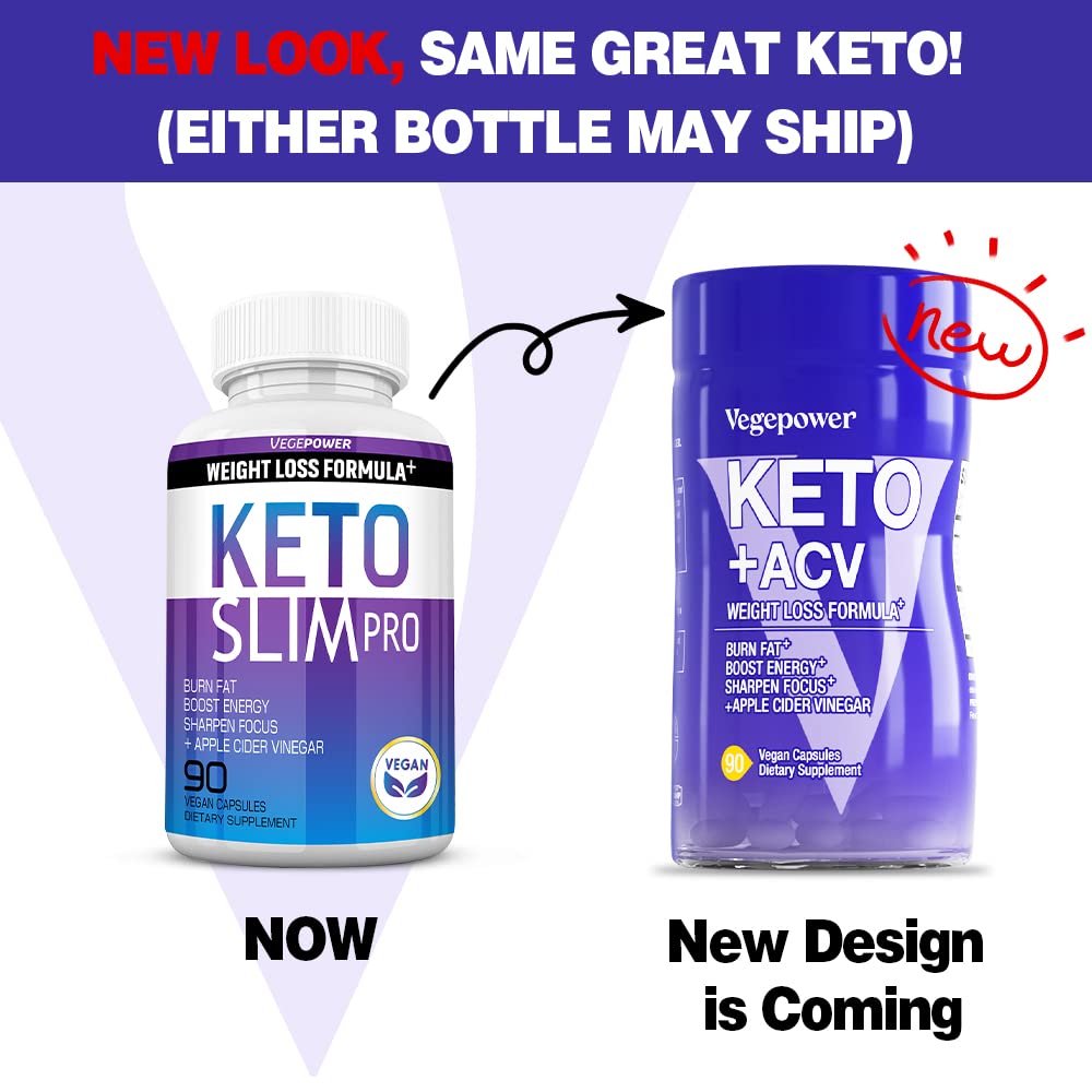 Vegepower Keto Slim Pro capsules package highlighting sugar free and vegan certification badges