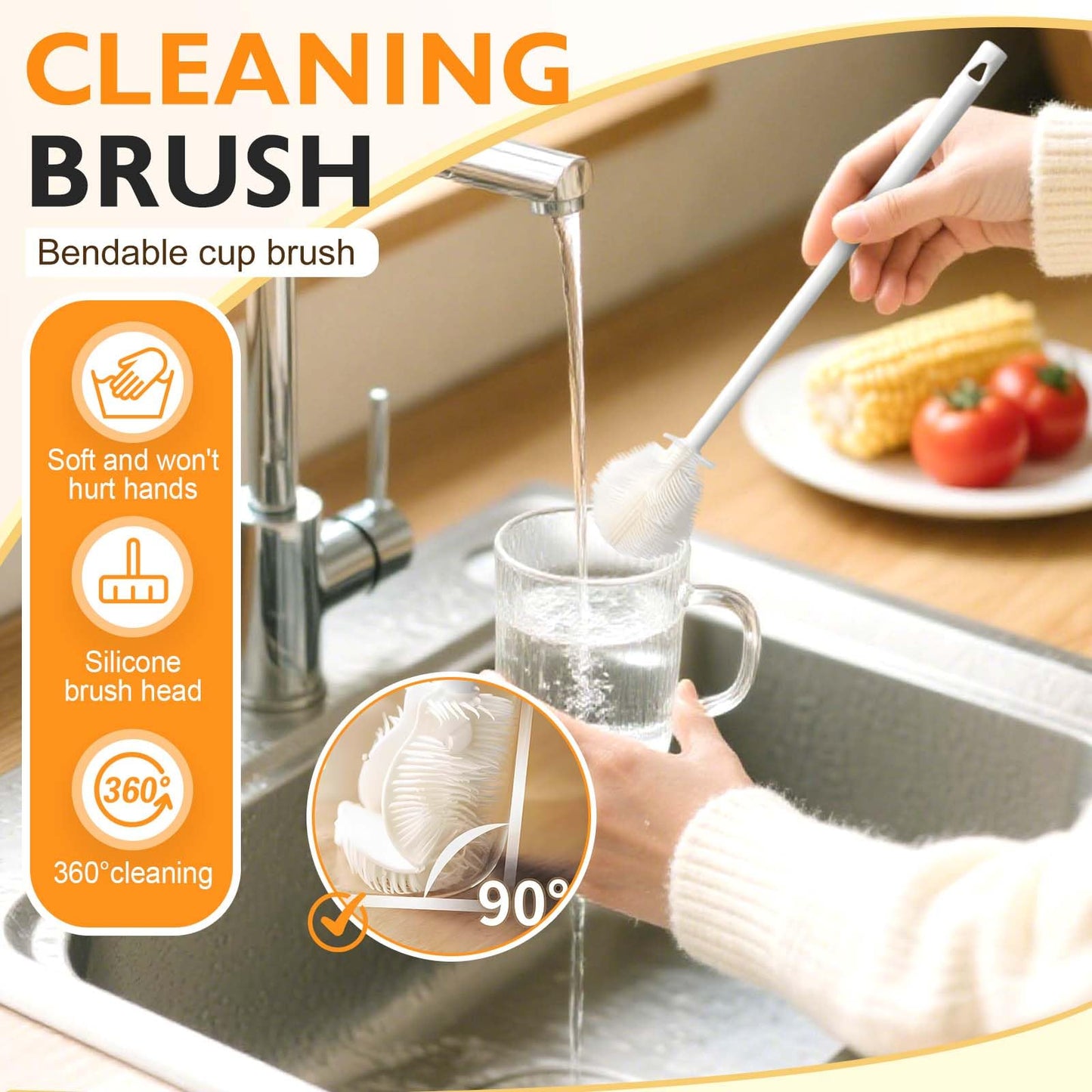 AprYew long handle bottle cleaning brush cleaning narrow neck flask