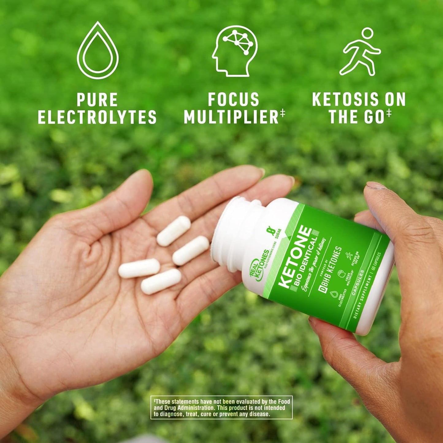 Real Keto BHB Salts side label displaying sodium calcium and magnesium blend information