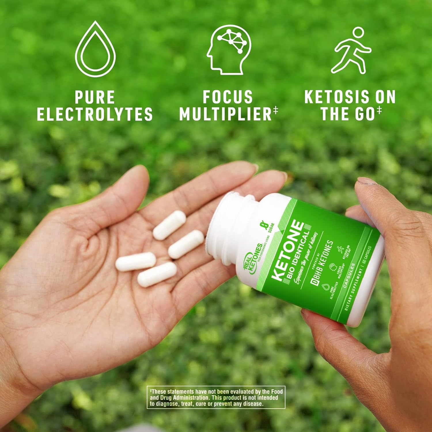 Real Keto BHB Salts side label displaying sodium calcium and magnesium blend information