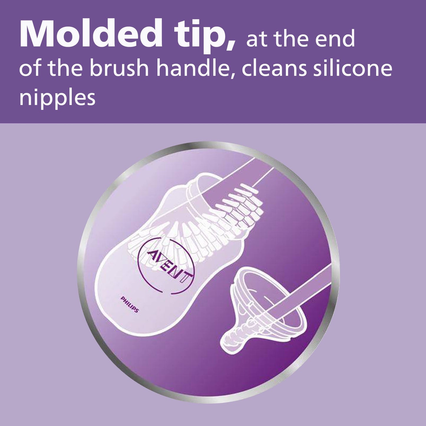 Ergonomic handle of Philips Avent grey bottle brush