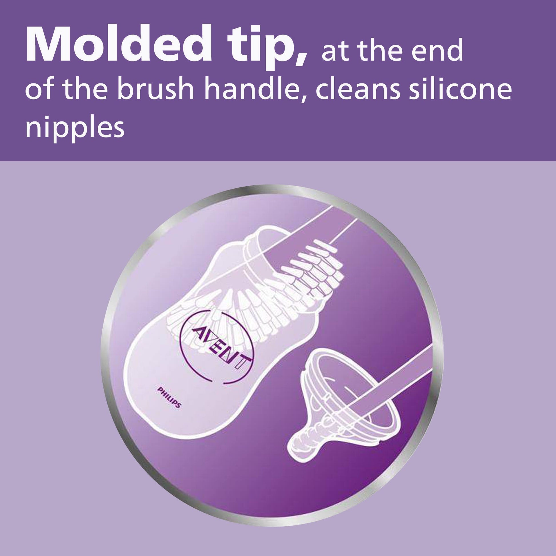 Ergonomic handle of Philips Avent grey bottle brush