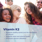 Bottle of 60 count vitamin K2 tablets angled display