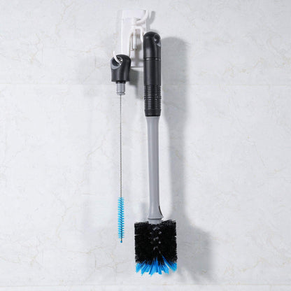Side view of the ergonomic long handle bottle brush.