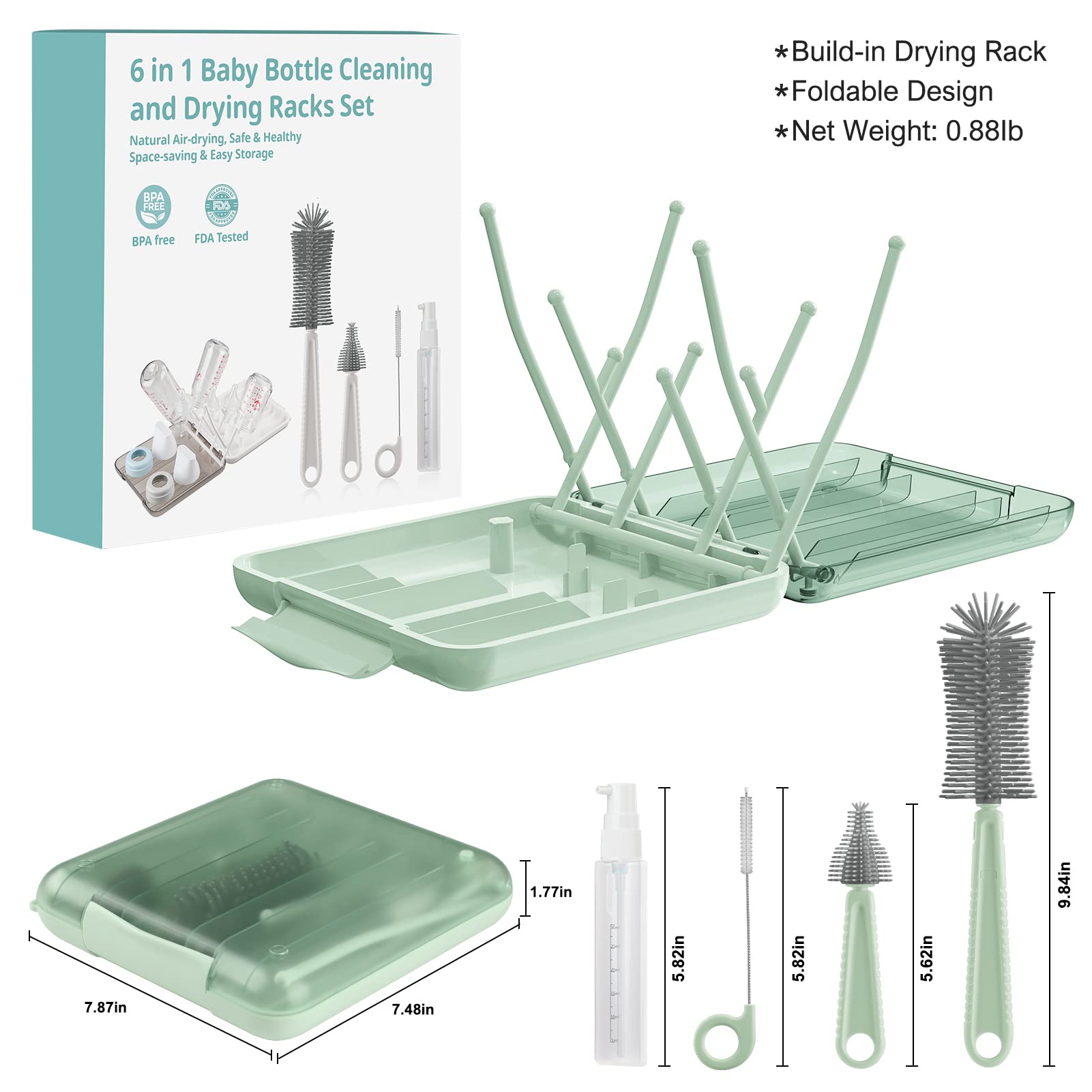YomauiYee 6-in-1 bottle cleaning set showing silicone brushes