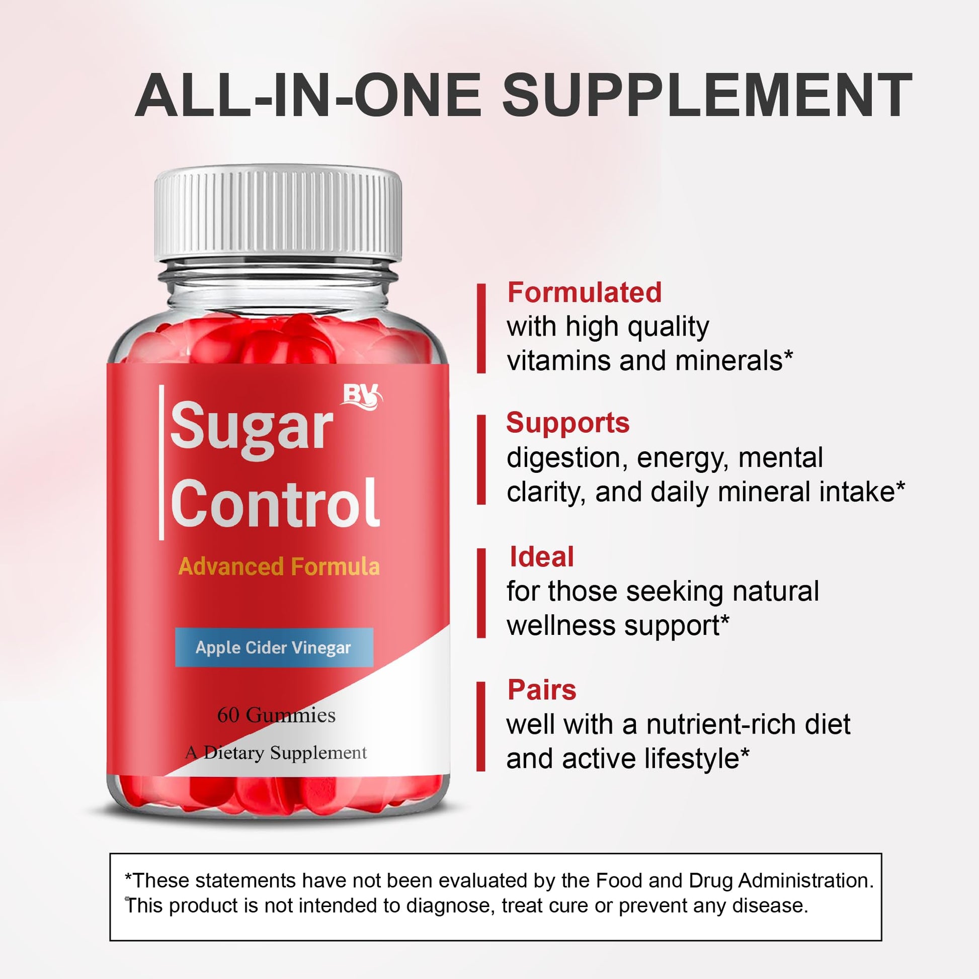 Five bottles of BLUE VIBE sugar control gummies arranged for lifestyle dietary display