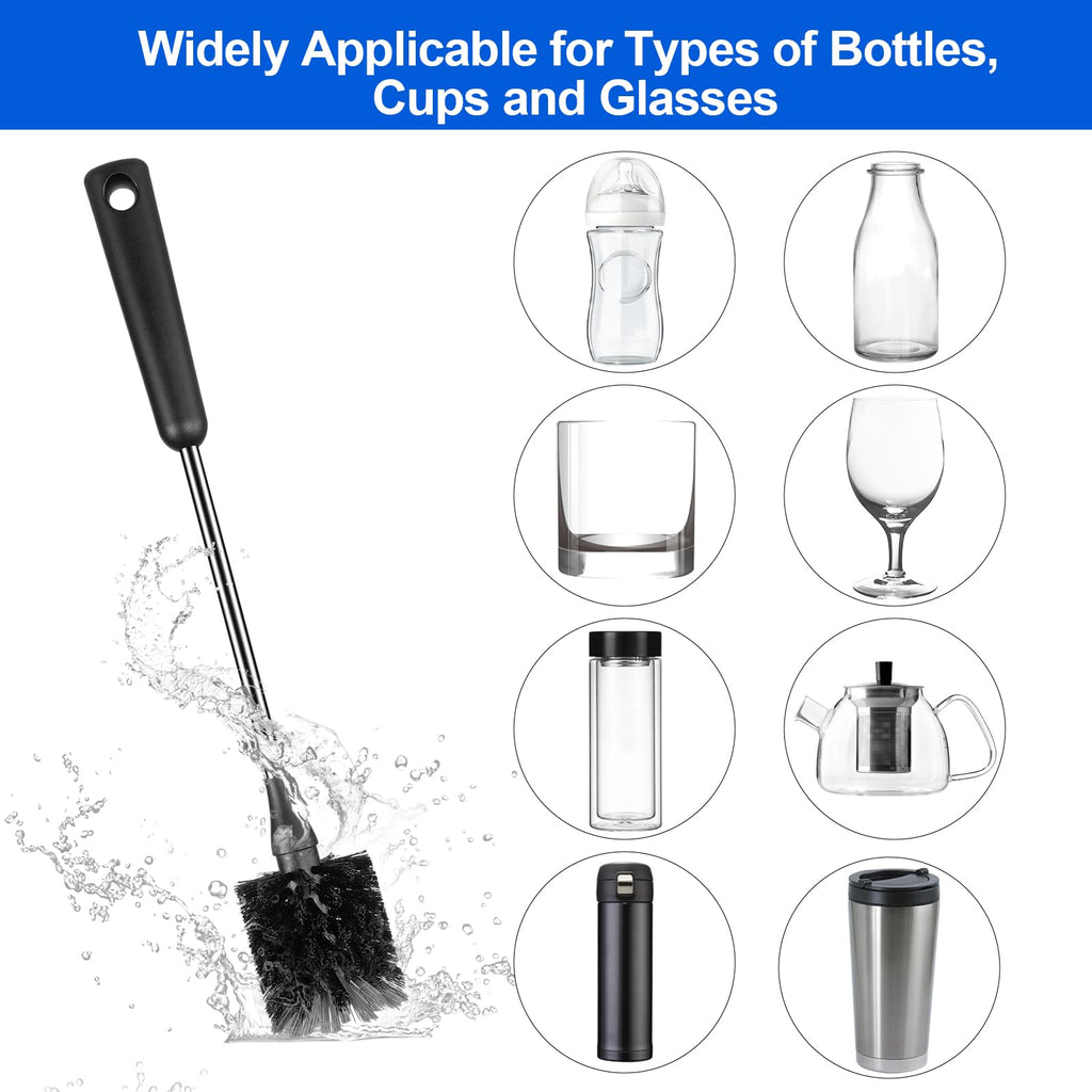SweeBe bottle brush cleaning a tall sports water bottle