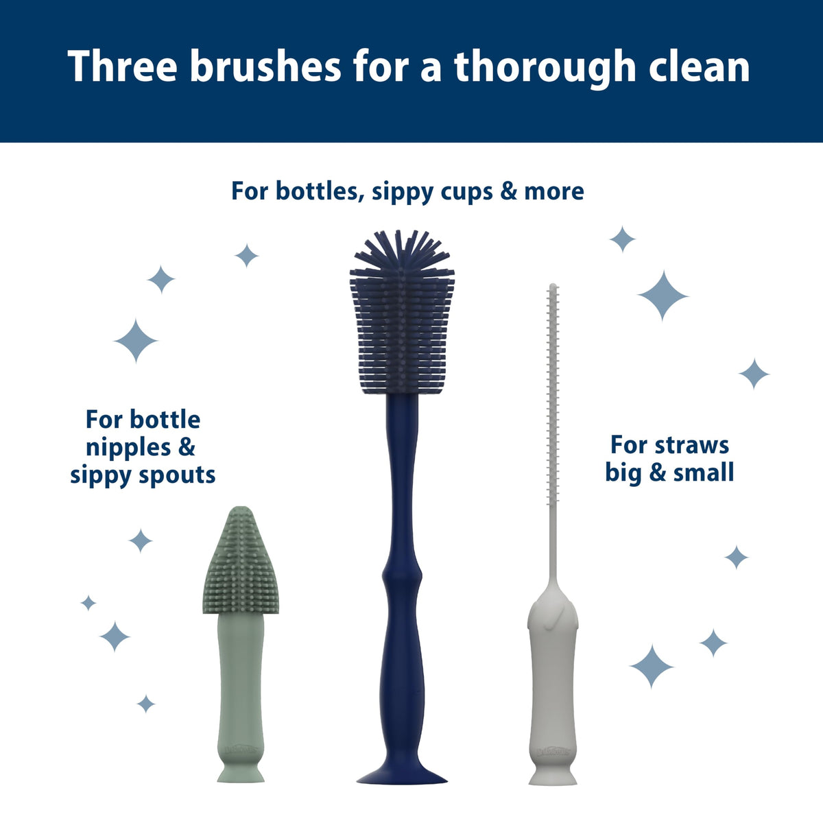 Dr. Brown's long-handled silicone bottle brush for thorough cleaning