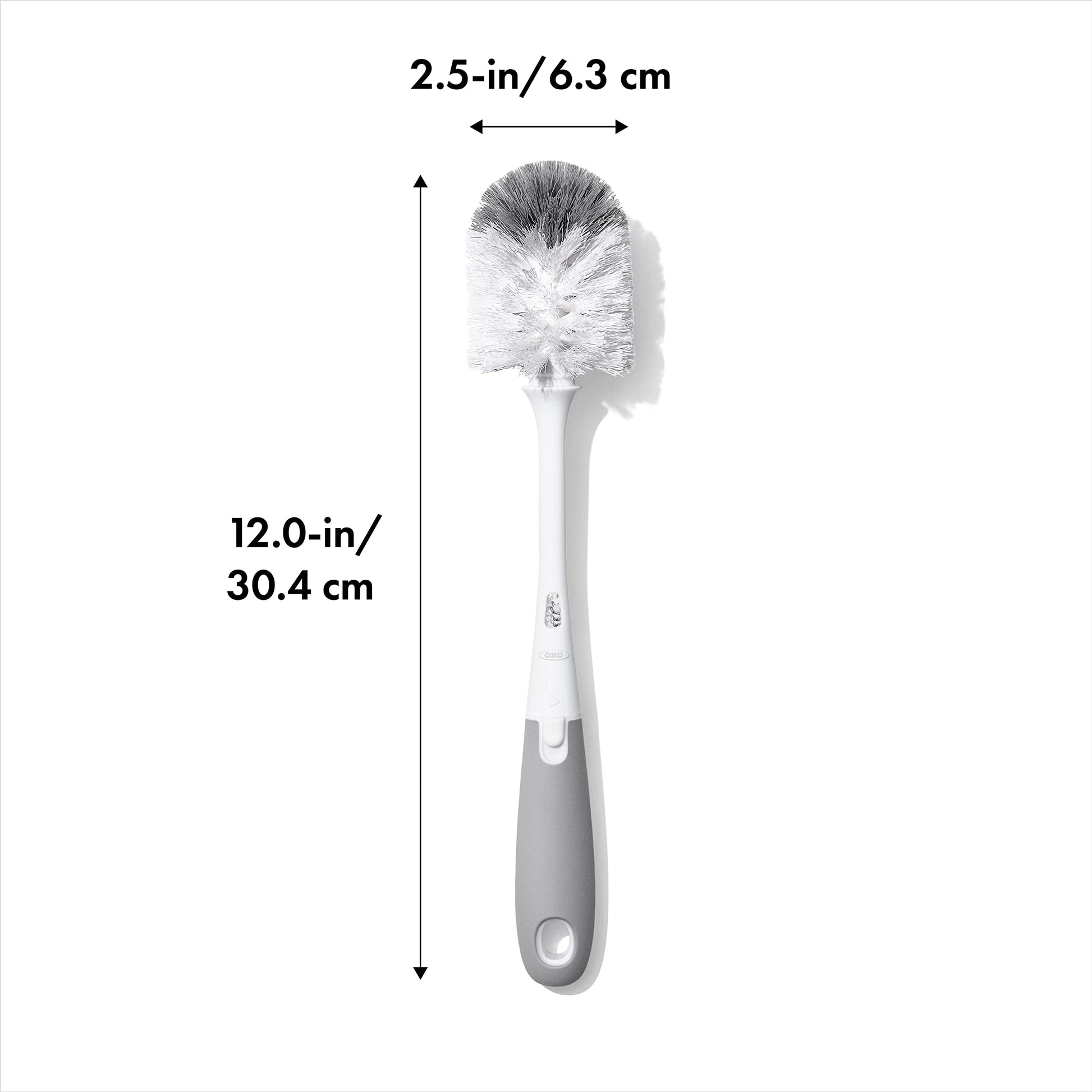 Oxo Tot bottle brush flexible neck reaching inside a bottle