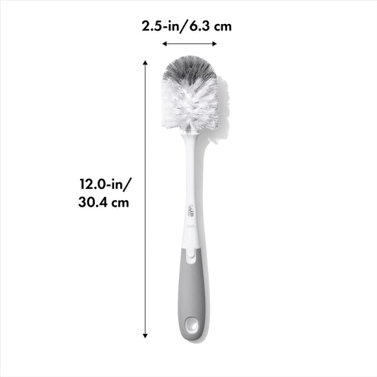 Oxo Tot bottle brush flexible neck reaching inside a bottle