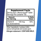 Superior Source Vitamin K1 sublingual tablets bottle label details