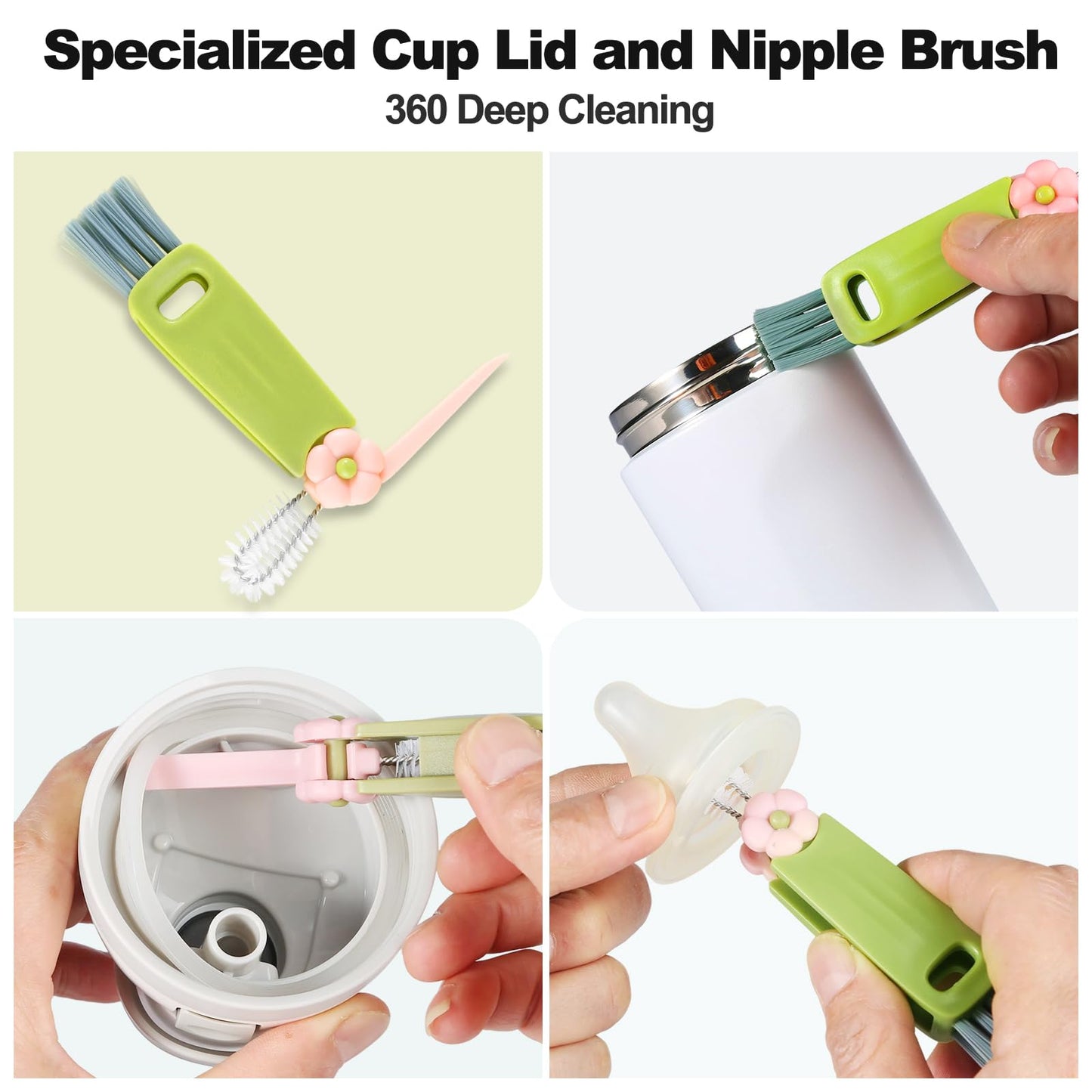 ToGeeKa straw and lid brushes for deep cleaning