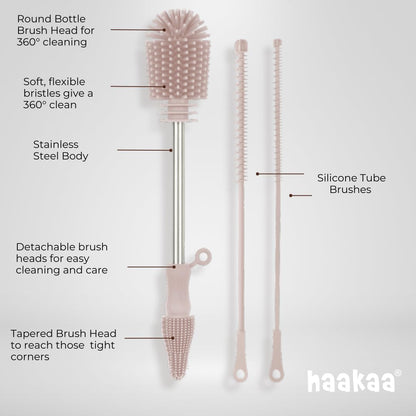 Haakaa silicone cleaning brush features and bristles close up