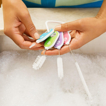 Close up view of Munchkin straw and spout cleaning brushes