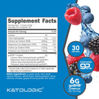 Ketologic Keto BHB exogenous ketone powder nutritional facts label