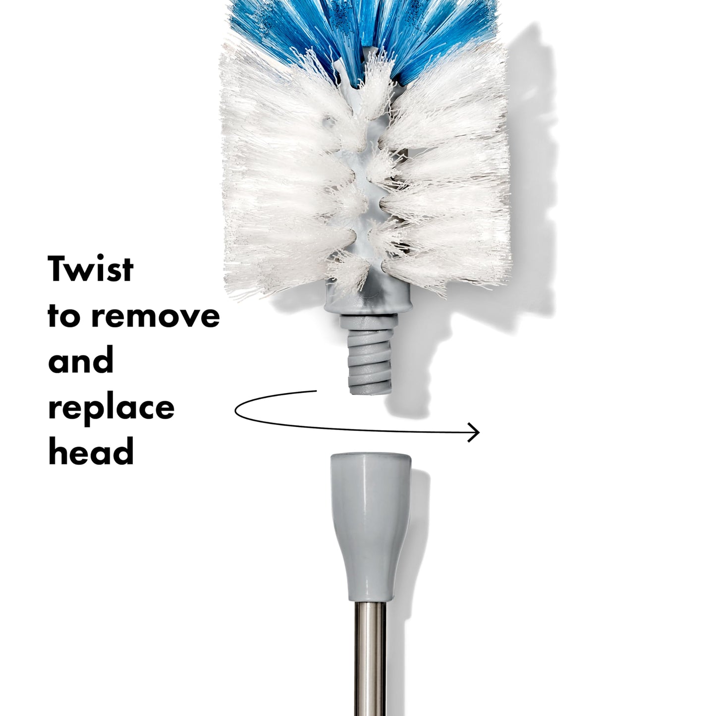 Flexible stainless steel neck of OXO bottle brush