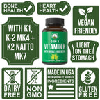 Peak Performance vitamin K capsules packaging side view