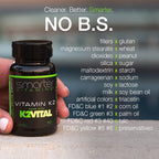 SmarterVitamins Vitamin K2 MK7 packaging box and bottle layout