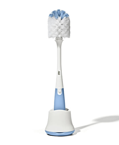 OXO Tot baby bottle cleaning brush inside the storage stand