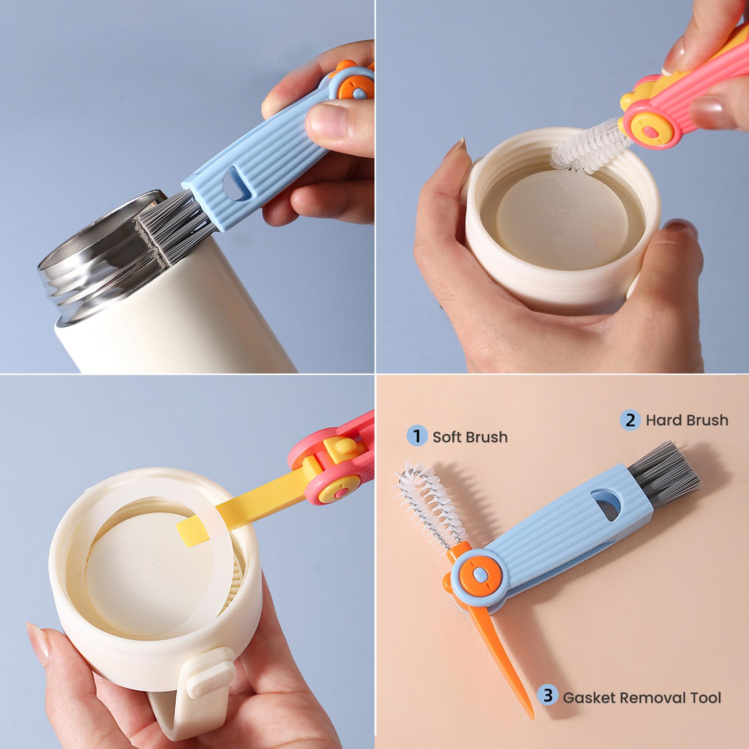 Ariseno BPA-free grey bottle cleaner set for feeding bottles