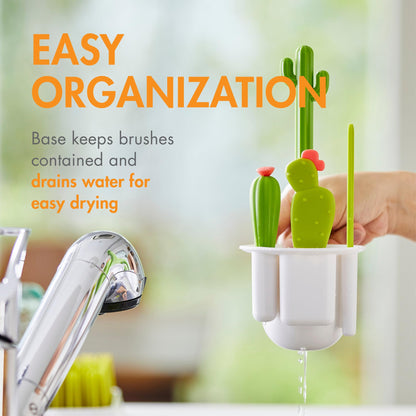 Boon Cacti cleaning set organized on kitchen counter