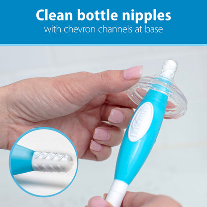 Close up of Dr. Brown's brush nipple cleaner chevron channels