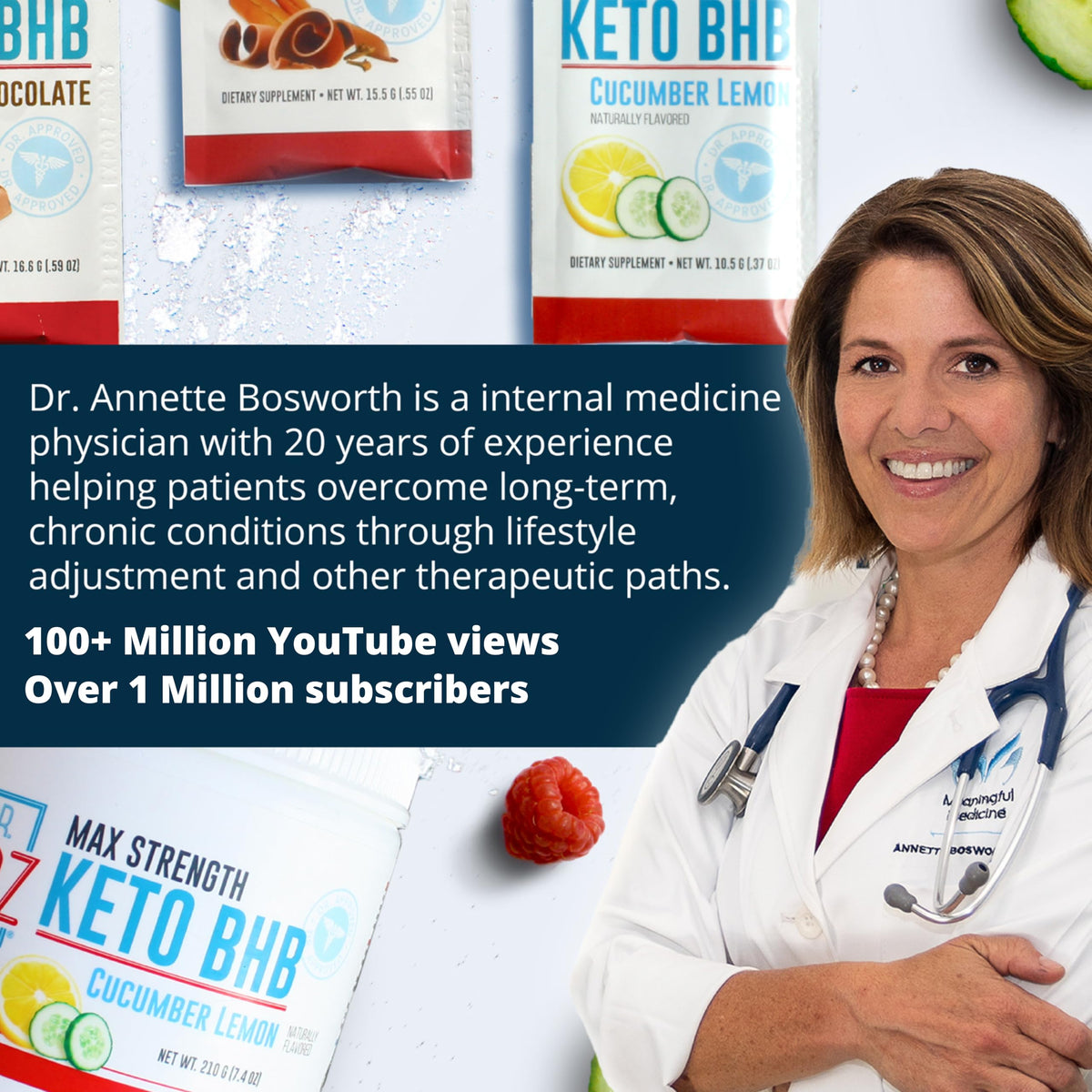 Dr. Boz keto BHB powder packaging lifestyle presentation