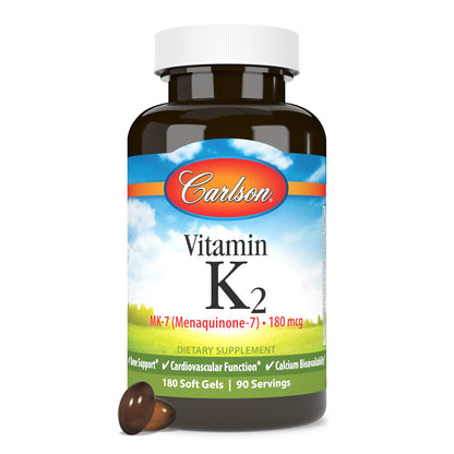 MenaQ7 derived Vitamin K2 MK7 by Carlson for cardiovascular and heart health