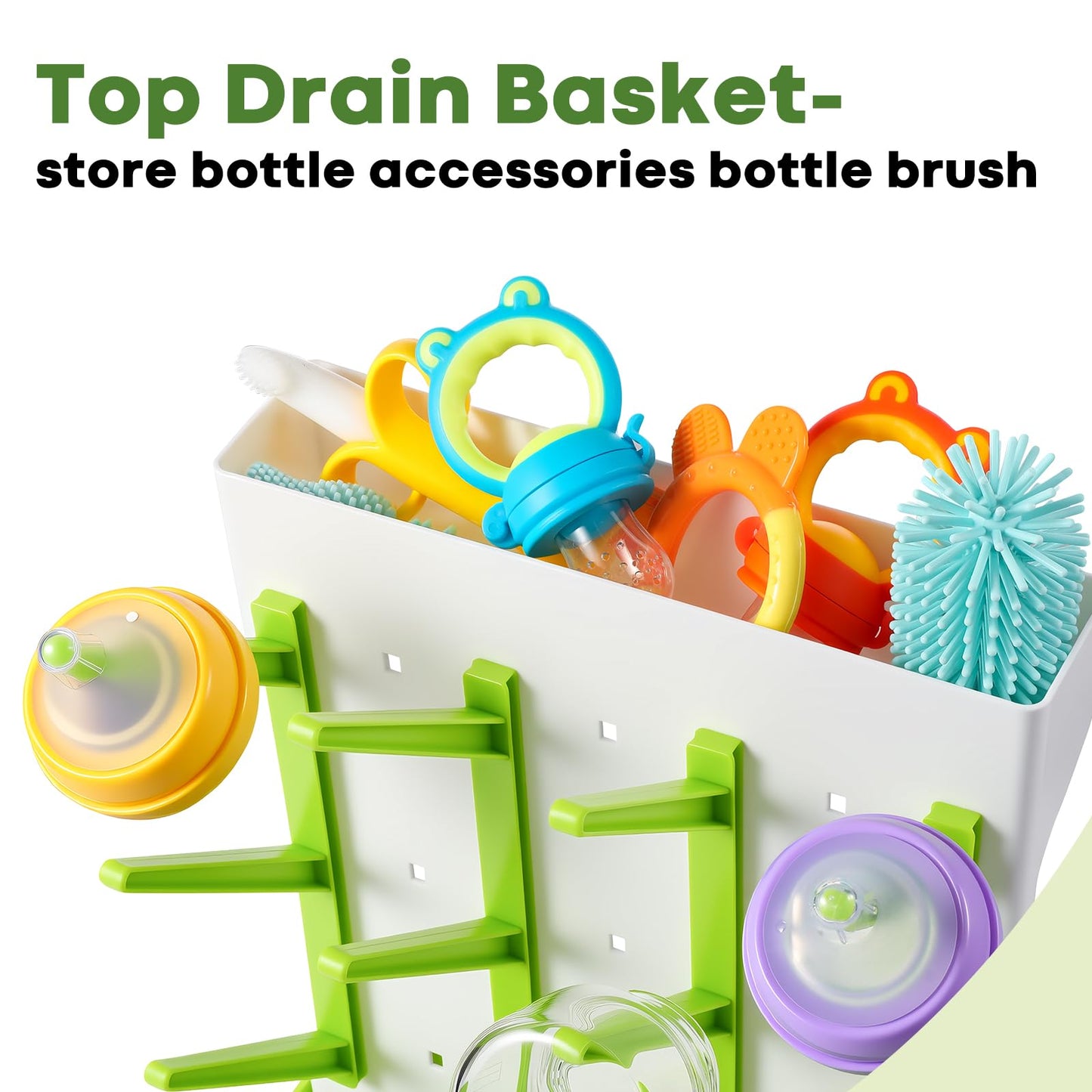 MeCids baby bottle drying rack with drip tray base