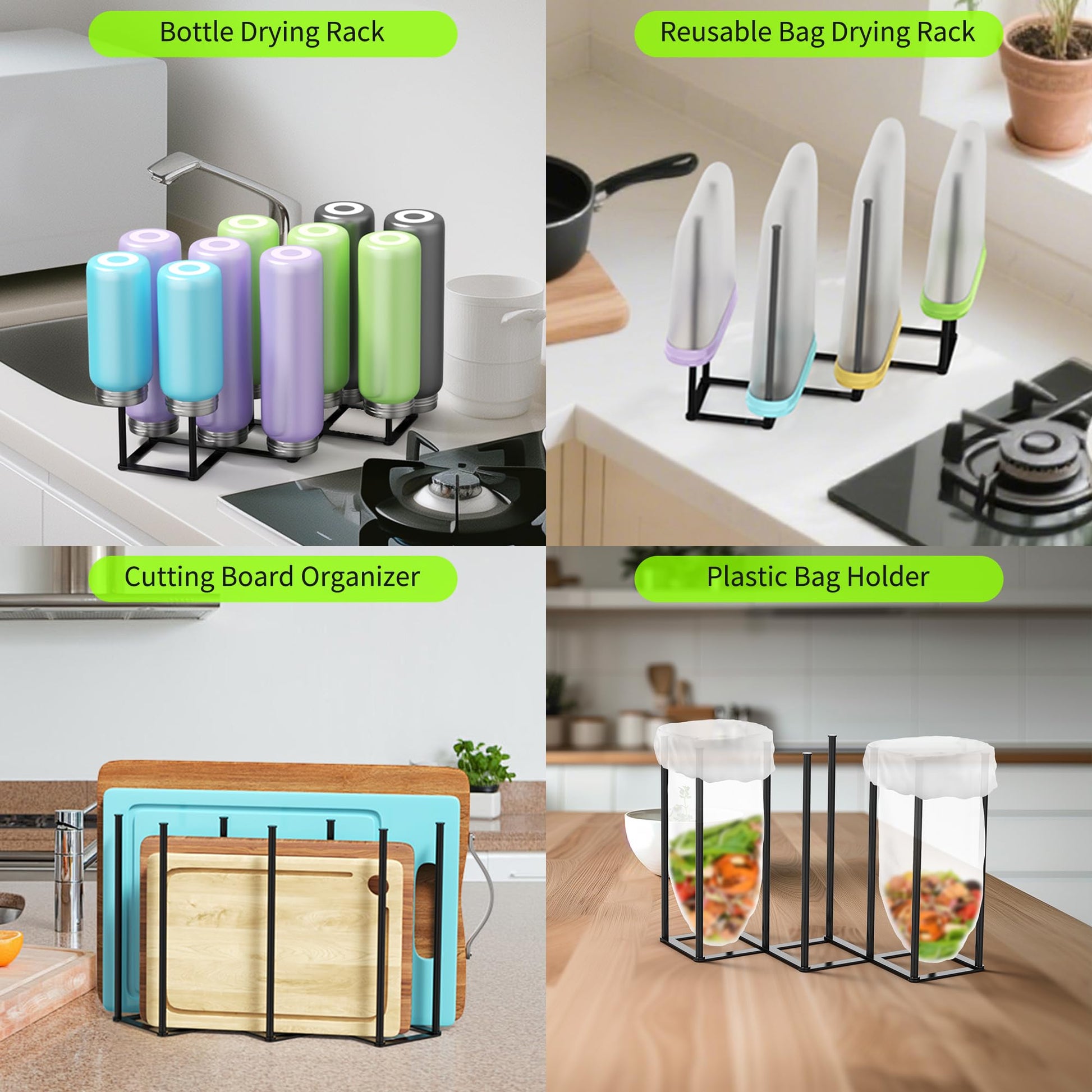 Stainless steel kitchen drainer stand with silicone caps