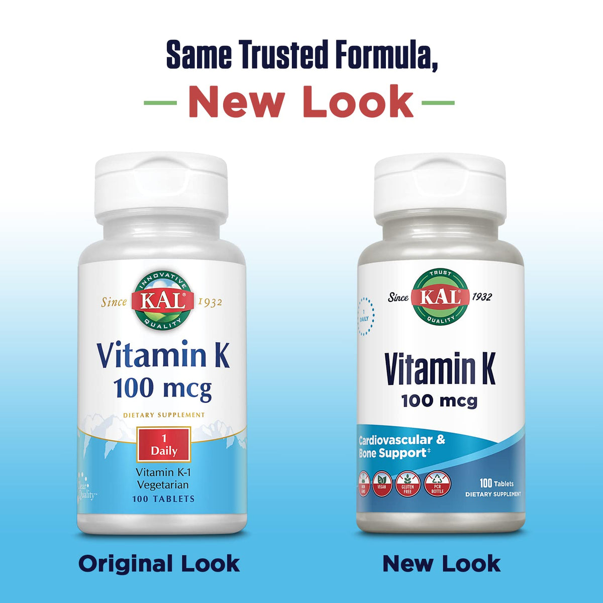 Kal Vitamin K1 supplement facts and ingredients label detail