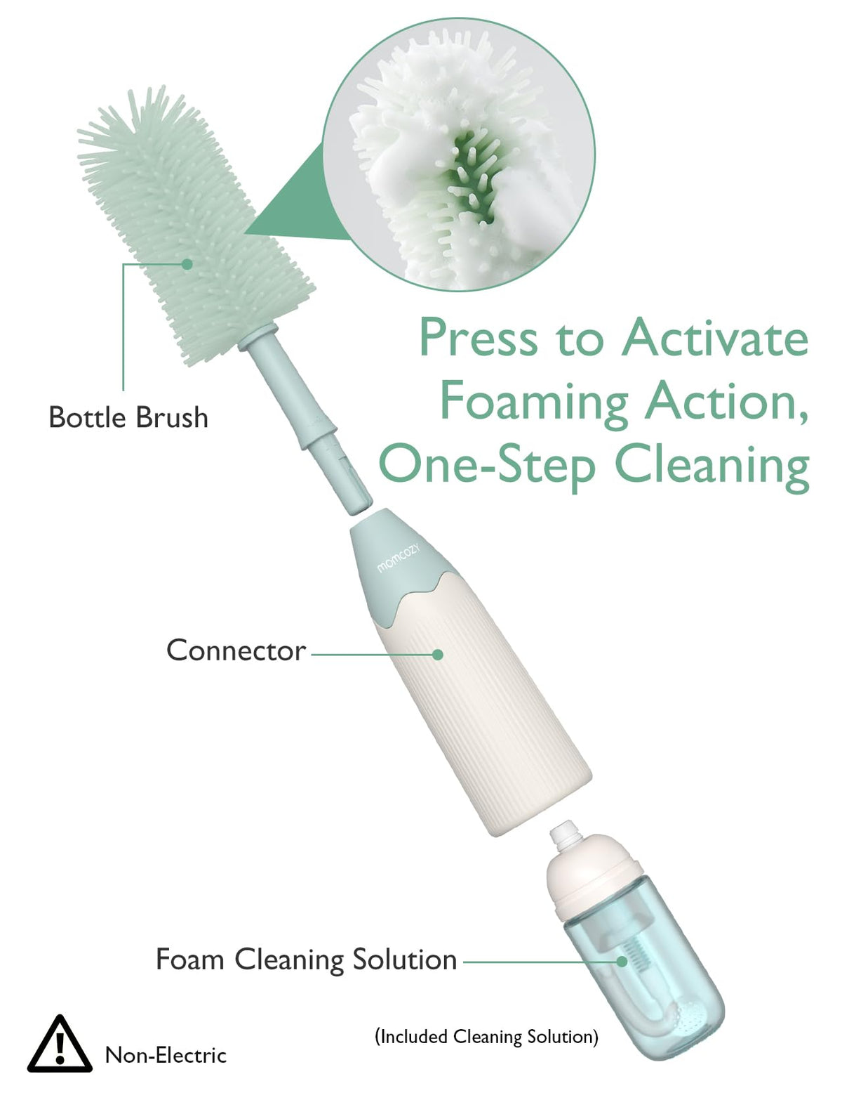 Momcozy silicone brush head cleaning baby bottle