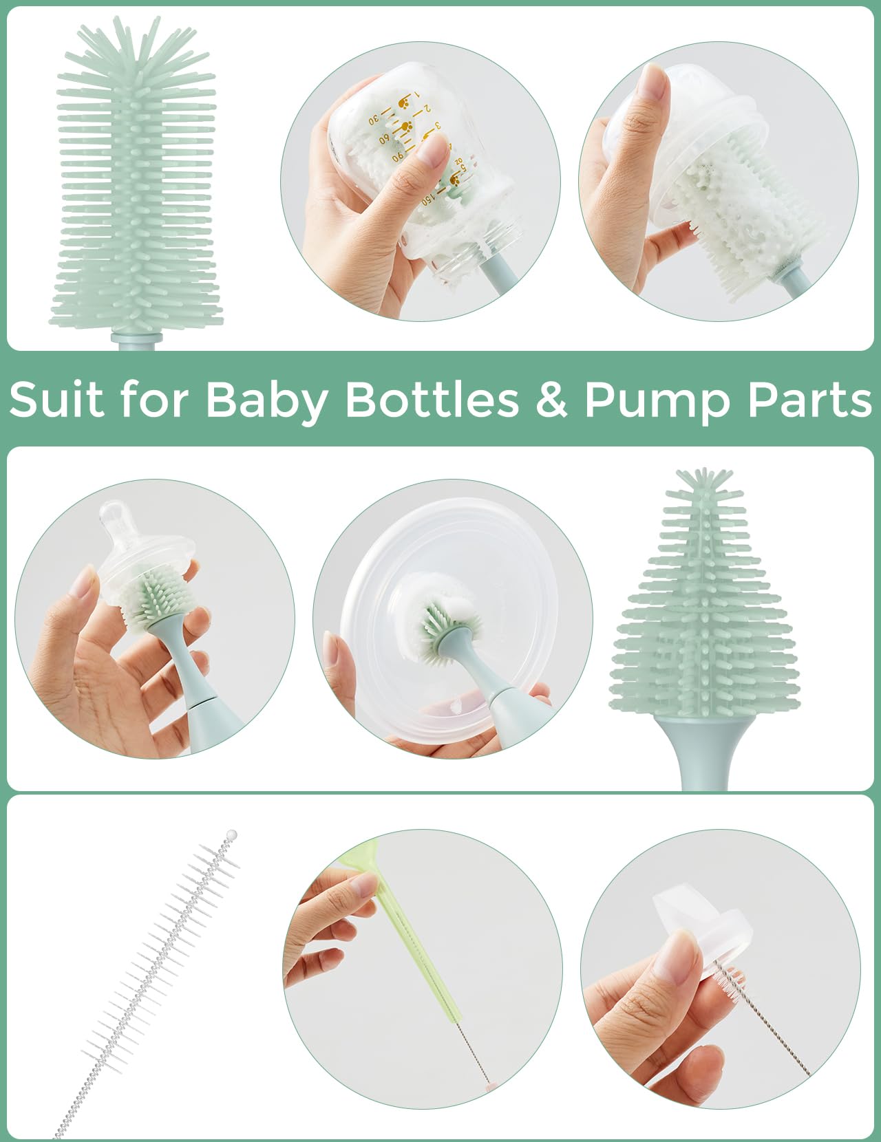 Push-press foam dispensing feature on Momcozy brush