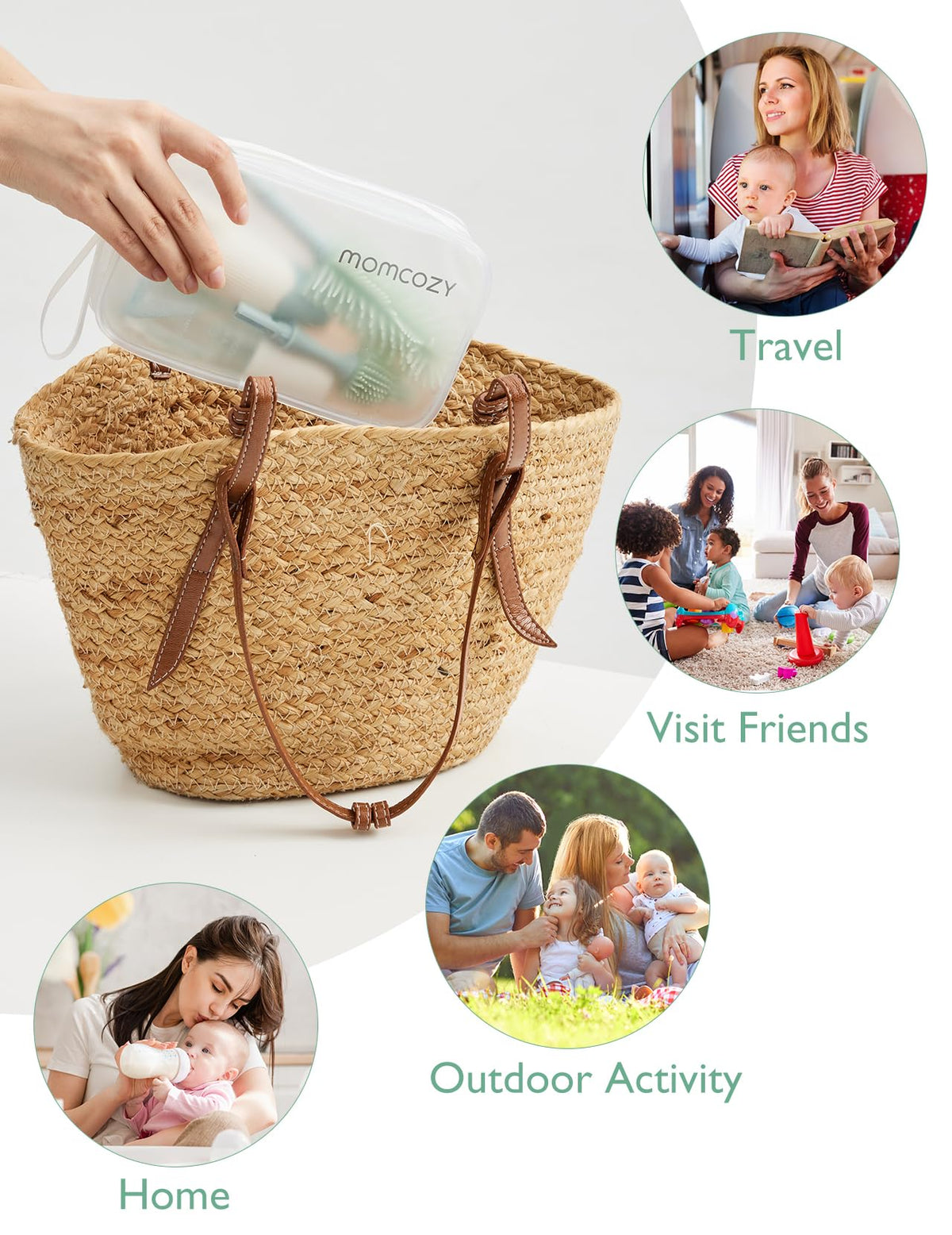 Momcozy bottle brush set showing all included attachments
