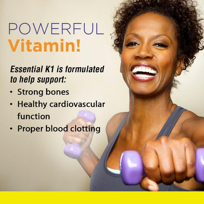 Authentic USA imported Nature's Life Vitamin K1 capsules for dietary bone and heart support